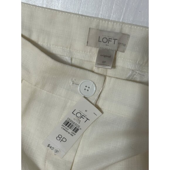 NWT Loft Women Original Fit Crop Pants 8P Straight Through Hip Off-White 1797 - Picture 6 of 6